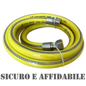 Manguera de Gas Flexible de Acero Inoxidable Certificada HM para Cocina, 1/2'' FF, Recubrimiento Amarillo, Longitudes de 1 a 4 Metros, EN 14800 - Product Image 3