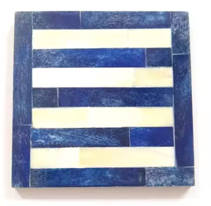 Marco de espejo blanco con incrustaciones de hueso para decoración de baño y oficina Marco de espejo disponible por Crescent Crafts - Product Image 5