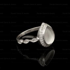 Plata de Ley 925 genuina chapada en plata 8x10mm pera media eternidad CZ semi montaje bisel en blanco anillo de ajuste piedras preciosas cenizas renunciar - Product Image 4