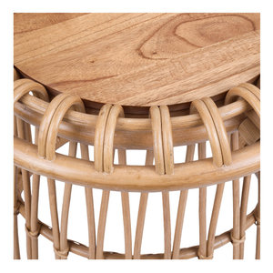 Table d'appoint en bois massif avec design en bambou pour meubles de salon et de chambre à coucher - Product Image 4