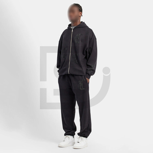 Couleur noire avec fermeture à glissière complète Haute qualité à prix raisonnable Meilleure qualité Faites vos propres survêtements en strass - Product Image 2
