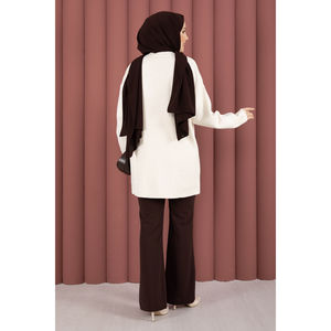 เสื้อทูนิคไหมพรมคอกลมสีครีมแบบลำลองสำหรับฤดูหนาวลายพิมพ์ - Product Image 5