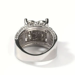 Bague Cœur en Moissanite Taille Princesse Style Hip-hop Luxe Rétro Punk Unisexe pour Fiançailles en Argent 925 Plaqué Rhodium Certifié - Product Image 5