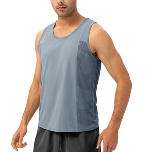 2022 Men's Solid Workout Vest Crew Neck Blank Knitted Polyester Cotton Breathable Quick Dry Anti-Pilling Gym Fitness Tank Top - Product Image 1