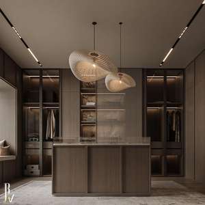 Sistema de Armario Vestidor Moderno de Lujo Personalizado en Madera Maciza con Puertas Corredizas para Dormitorio de Hotel - Diseño de Montaje en Pared - Product Image 3