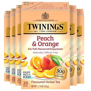 Twinings Peach & Orange Herbal <b>Tea</b> Individually Wrapped Bags, 20 Count (Pack of 6) 120 Teabags - Product Image 4