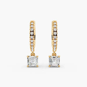 Pendientes de Aro con Diamantes Cultivados en Laboratorio, Corte Asscher de 1.2ct, Plata Chapada en Oro, Certificados por IGI - Product Image 2