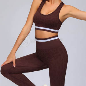 FOE Soutien-Gorge Legging Taille Haute Ensemble Yoga pour Femmes Fitness Gym Wear Solid Pattern Plus Size Option Ladies Sublimation Yoga Set - Product Image 4