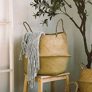 Cestas de almacenamiento de algas marinas hechas a mano ecológicas, diseños personalizados, artesanías decorativas, fibra Natural, Color personalizado - Product Image 1