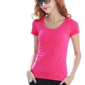 Camisetas de cuello redondo lisas de alta calidad para mujer, ropa informal, Camiseta de cuello redondo de Color sólido, ropa de moda para mujer, color sólido - Product Image 4