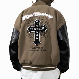 Chaqueta universitaria de cuero de lana de alta calidad personalizada para hombre estilo bombardero universitario logotipo bordado prendas de vestir exteriores OEM ODM fabricante - Product Image 4