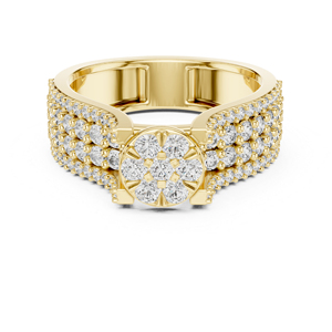 แหวนเพชรทรงกลมสีเหลืองทอง 14K สำหรับผู้หญิง |   ของขวัญวันครบรอบ |   เพชรที่เพาะเลี้ยงใหม่ - Product Image 1