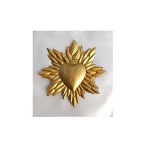 <b>Brass</b> Gold Milagros <b>Ornament</b> Sacred Heart Beautiful Heart Wall for Home Decor & Trinkets Locket Space - Product Image 2