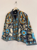 Veste en coton Suzani florale traditionnelle faite à la main pour femmes