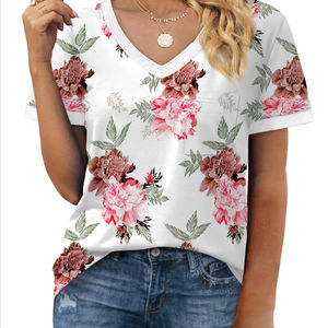 Camiseta de sublimación para mujer, de secado rápido, antiarrugas, duradera, de alta calidad, recién llegado, Camiseta con estampado de sublimación colorido para mujer - Product Image 1