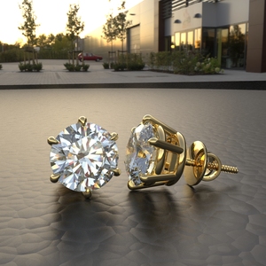 Avarta 18K Oro 2 quilates cada Moissanite solitario Studs pendiente para niñas y mujeres - Product Image 5