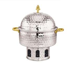 Marmite chauffante élégante en métal de style golfe avec couvercle en acier Casserole personnalisée pour les mariages et célébrations du Moyen-Orient - Product Image 5