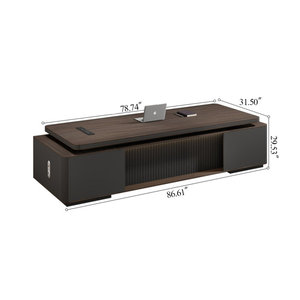 Luxury Rectangular Engineered Wood Executive <b>Office</b> <b>Desk</b> with <b>Computer</b> Storage Brown Finish - Product Image 1