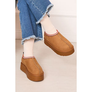 Botines Mini Color Bronceado con Forro de Piel y Suela Gruesa, Categoría de Producto: Botines y Zapatos de Tobillo - Product Image 1