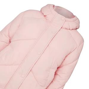 Veste d'hiver matelassée rose pour femme avec col montant, fermeture éclair, design uni, doublure en nylon, bouton en tricot, motif de logo, décoration, vente - Product Image 5