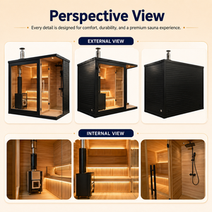 <span class=keywords><strong>Sauna</strong></span> extérieur de luxe en bois de cèdre, kit traditionnel, pour 2 personnes, humide et sec, 200 degrés Fahrenheit, avec douche - Product Image 2