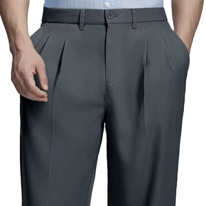Pantalon de travail décontracté ample plissé de style Old Money pour homme, vintage - Product Image 1