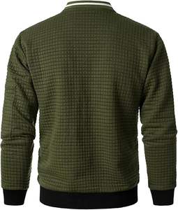 HOOD CREW <b>Men's</b> Lightweight Woolen Varsity Bomber <b>Jacket</b> <b>Casual</b> Embroidered Stand Zipper <b>Smart</b> Winter Style OEM Customizable - Product Image 3