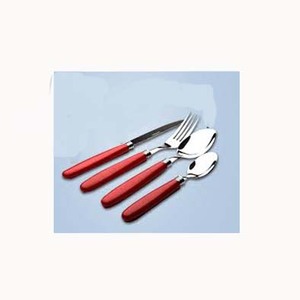 Ensemble de couverts modernes de haute qualité en argent royal poli avec une poignée longue et épaisse en rose foncé - Product Image 4
