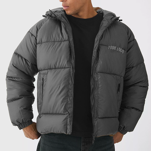 Nouvelle veste d'hiver pour homme en toile à col montant, style bulle, écologique, matelassée, grande taille, imperméable, noire - Product Image 2