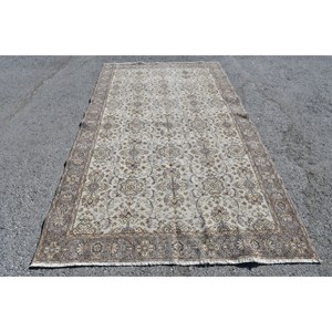 Classique Beige marron 5.2X9.4 pieds Vintage tapis turc grande surface laine Patchwork Design pour couloir chambre Latex pour chambre chevet - Product Image 1