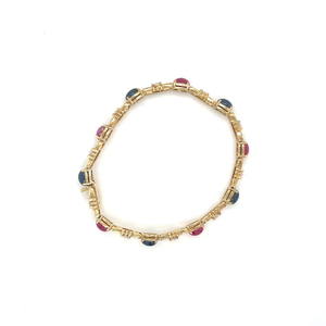 18K Solid Gold Link <b>Bracelet</b> <b>Blue</b> <b>Sapphire</b> and Diamond Link <b>Bracelet</b> Moissanite <b>Bracelet</b> for Women's Fashion Jewelry - Product Image 3