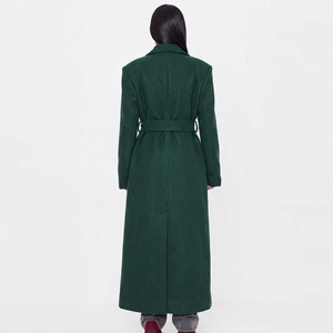 <b>Women</b> Long Casual Overcoat <b>Belted</b> Waist Lapel Collar Wool Blend Full Length Warm Winter Outerwear - Product Image 2