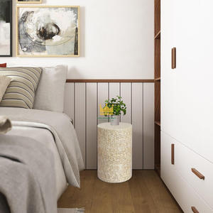 Offre Spéciale Table d'appoint en résine grise incrustation de nacre avec design floral de forme ronde de haute qualité pour la vente en gros - Product Image 5