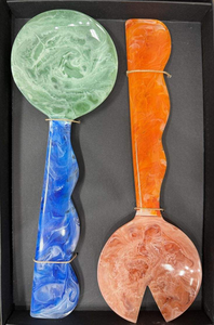 HANDMADE VIBRANT HANDMADE 100% Resin Salad Servers <b>Set</b> for Home and Hotel Use Includes Ice <b>Cream</b> Spoon Salad Serving - Product Image 3
