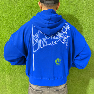 Venta al por mayor de ropa de calle de invierno con impresión personalizada y cremallera de doble cremallera polar peso pesado sudaderas con capucha para hombre nuevo último diseño - Product Image 3