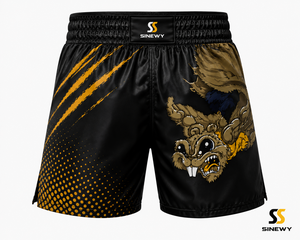 กางเกง MMA SINEWY Fighting Squirrels สีดำทอง พิมพ์ลายแบบ Sublimation ระบายเหงื่อได้ดี ทรงปกติ สำหรับผู้ใหญ่ ชุดกีฬา - Product Image 3