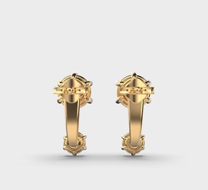 Double Round Lab Grown Diamond <b>Ear</b> <b>Climber</b> Stud Earrings 9K White / Rose / Yellow Gold - Product Image 4