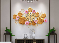 Jam dinding logam Horizontal kuningan, jam dekorasi kamar Hotel, jam dinding dekorasi Modern untuk dekorasi rumah
