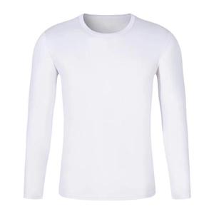 T-shirts à col rond unis vierges à manches longues pour hommes Promotion pas cher T-shirt teint en polyester tricoté à séchage rapide pour hommes - Product Image 4