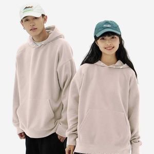 LOGO personnalisé 500g 100% coton pull veste couleur unie hommes femmes Couples à capuche bouton d'épaule mode caractère décontracté - Product Image 2