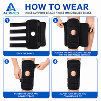 Attelle de genou à rotule ouverte avec éclisses latérales, compression réglable, pour usage post-chirurgical, unisexe, légère et respirante
