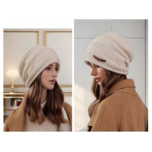 Chapeau en tricot pour femme, automne-hiver, chaud, doublé de polaire, grande taille, couverture complète, design empilable, activités de plein air, quotidien - Product Image 3