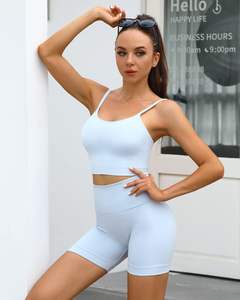 Vêtements de sport respirants réversibles de haute qualité pour femmes ensemble de yoga dos nu durable avec short vêtements de yoga - Product Image 1