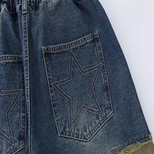 Best Price Men's 100% Cotton Mid Waist Casual Denim <b>Shorts</b> Comfortable Youthful Logo Embroidery with <b>Zipper</b> Fly Customizable - Product Image 6