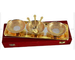 ชุดกล่องของขวัญทองเหลืองสลักลายนูนชุบเงินชุดชามของขวัญขององค์กรชุดชามสำหรับงานแต่งงาน - Product Image 1