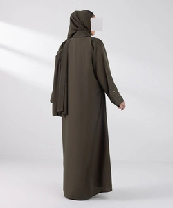 ชุดเดรสยาวลำลองแบบอิสลามสำหรับผู้หญิง ผ้าโพลีเอสเตอร์พิมพ์ลายตามสั่ง ระบายอากาศได้ดี ฮิญาบแบบอับบายา คอสูง ไซส์ใหญ่ - Product Image 2