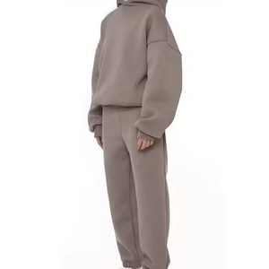 Personalizado en blanco liso Hip Hop peso pesado algodón Boxy Hoodie 500gsm ropa chándal Unisex chándal para hombres - Product Image 4