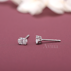IGI Certified Lab Grown Diamond Oval Stud <b>Earrings</b> 18K White / Yellow & Rose Gold Solitaire Tiny Diamond <b>Earrings</b> - Product Image 6