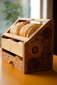 Caja de Pan de Madera Tallada a Mano |   Hecho a Mano de Primera Calidad |   Ofertas de Fábrica - Product Image 1