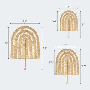 Ensemble de 3 décorations murales en forme d'arche de bohème en rotin fait à la main écologique panier/vase mural pour décoration de maison de luxe - Product Image 4
